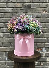 Цветочная композиция из Гипсофила и Розы в шляпной коробке #REPLACE_PRED# Баксане