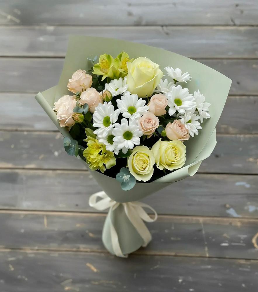 Букет цветов из: Альстромерии, Розы и Хризантемы в Баксане