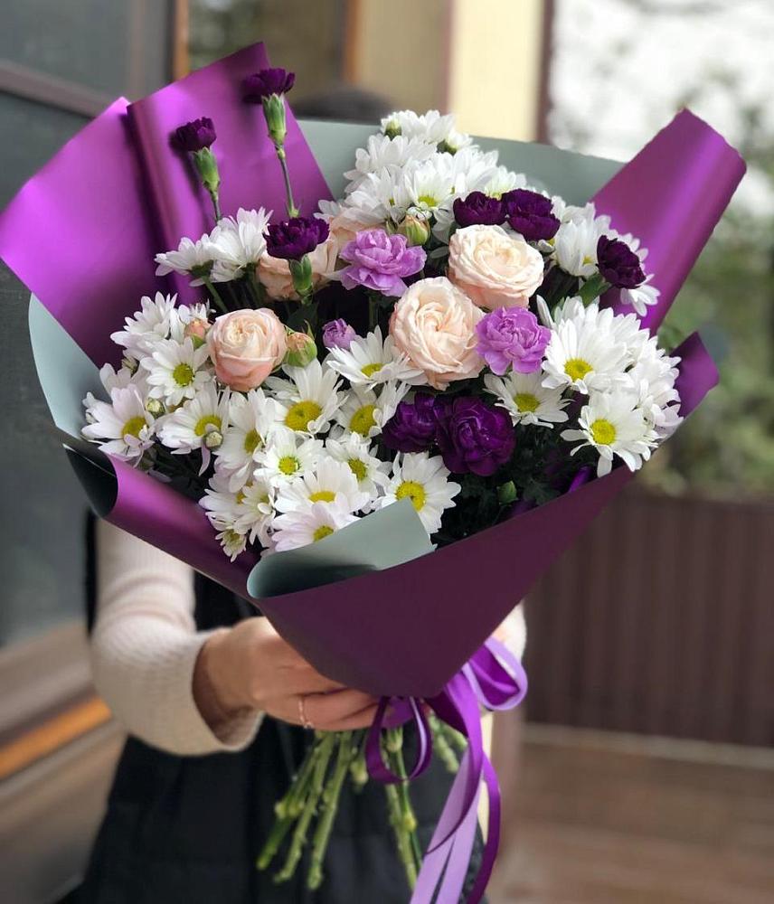 Букет цветов из: Хризантемы, Гвоздики и Розы в Баксане