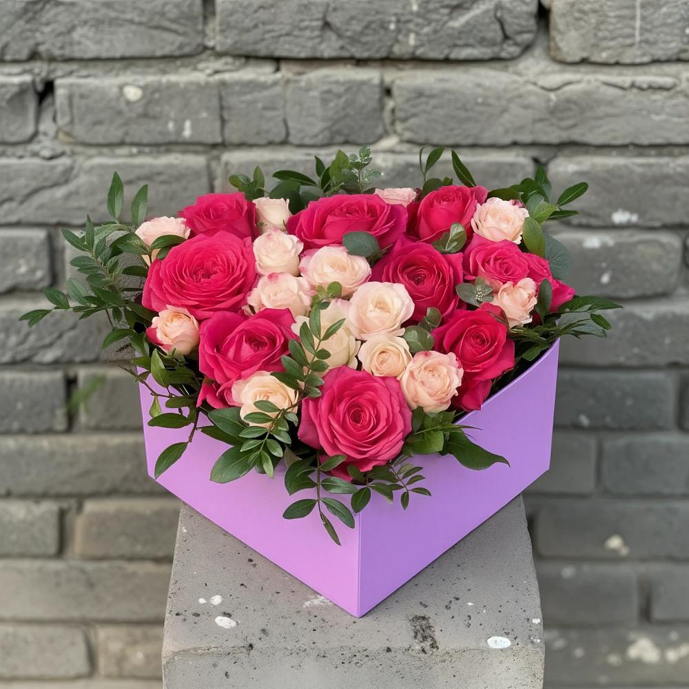 Цветочная композиция из Розы в коробке в Баксане