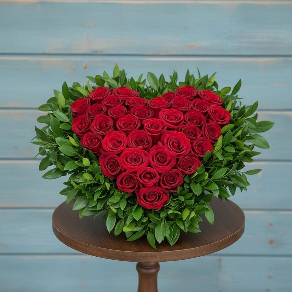 Цветочная композиция из Розы в виде сердца в Баксане