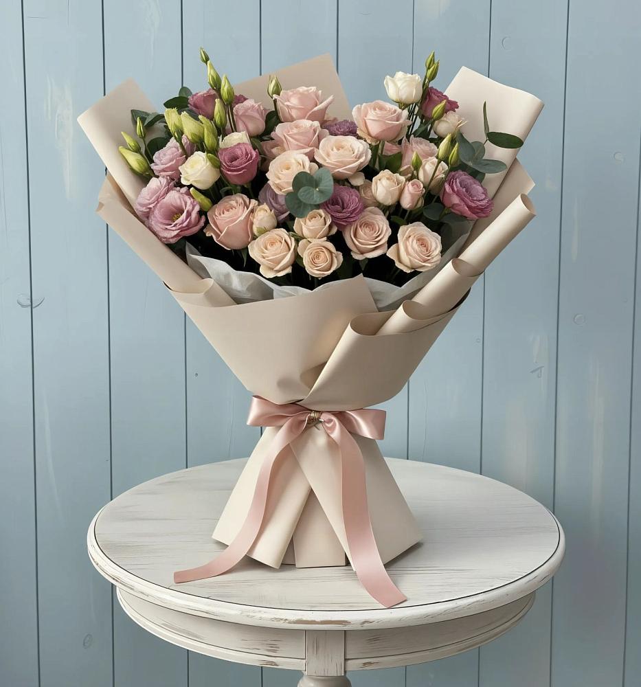 Букет цветов из: Розы и Лизиантусы в Баксане