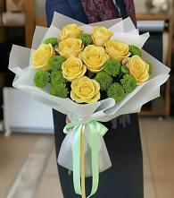 Букет цветов из:  Хризантемы и Розы #REPLACE_PRED# Баксане