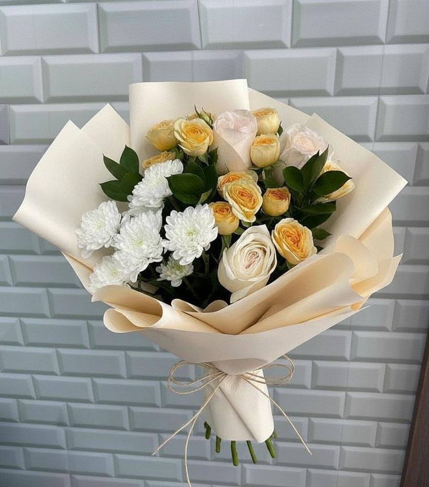 Букет цветов из: Розы и Хризантемы в Баксане