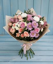 Букет цветов из:  Хризантемы, Розы и Альстромерии в Баксане