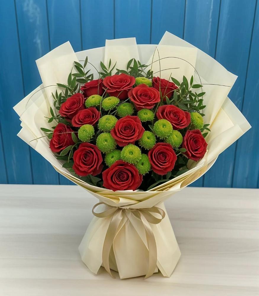 Букет цветов из: Розы и Хризантемы в Баксане