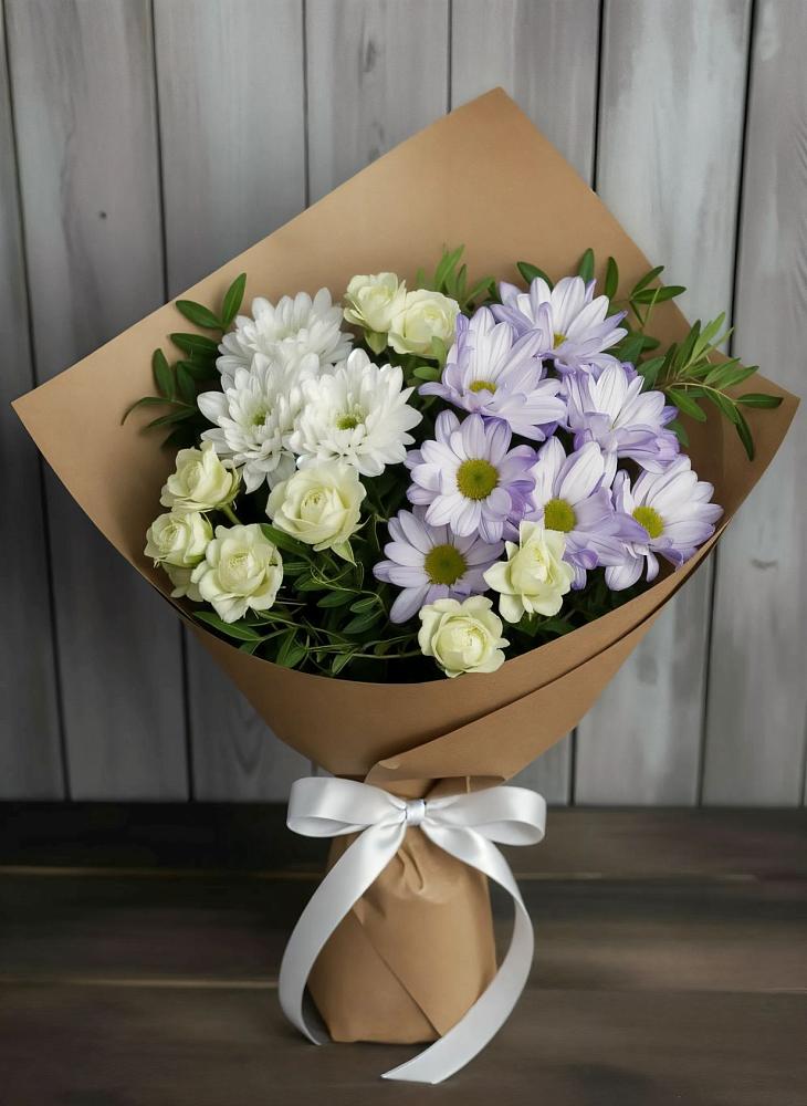 Букет цветов из: Хризантемы и Розы в Баксане